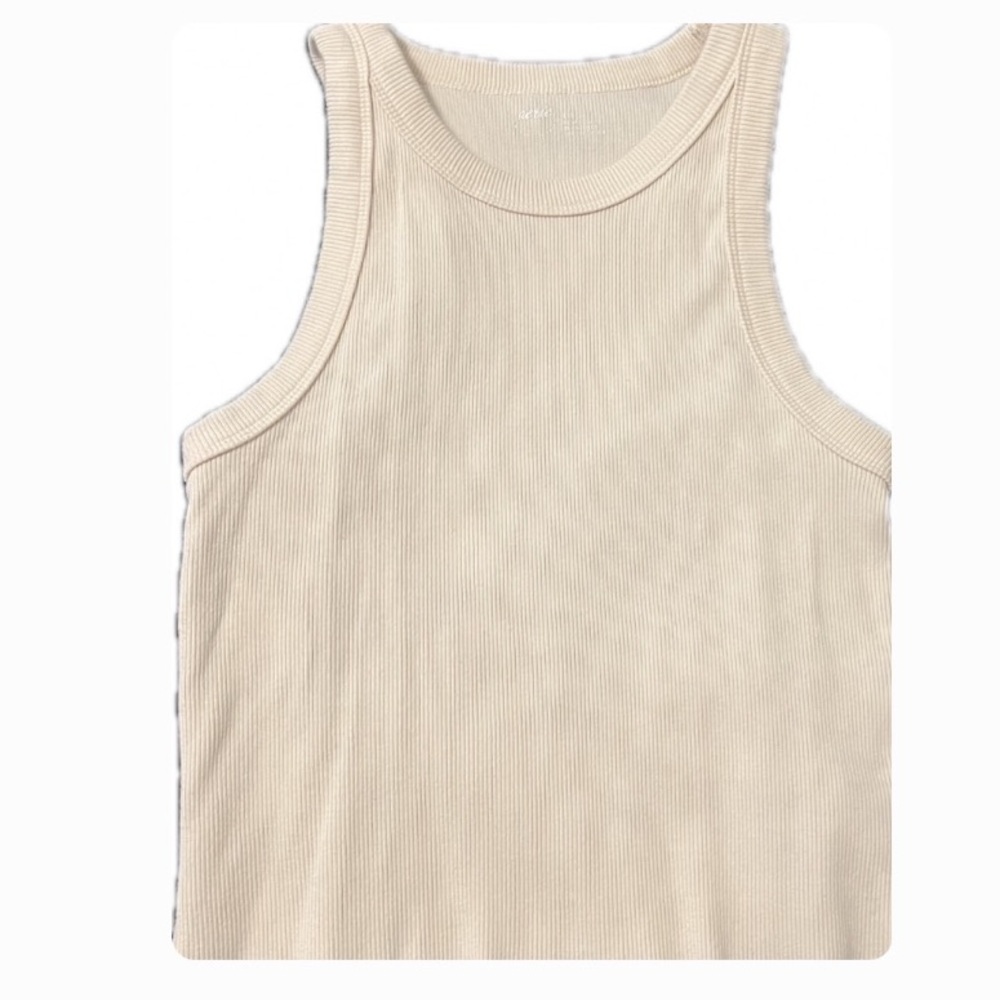 Cream ribbed tank top
